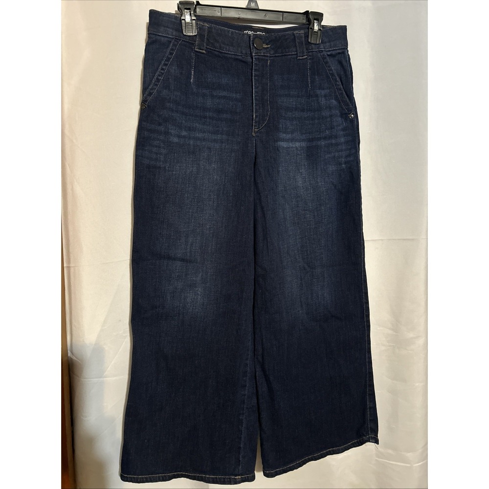 Mac and Me Women's Wide Leg Dark Wash Jeans Wide Elastic Waist Size 10 33/26